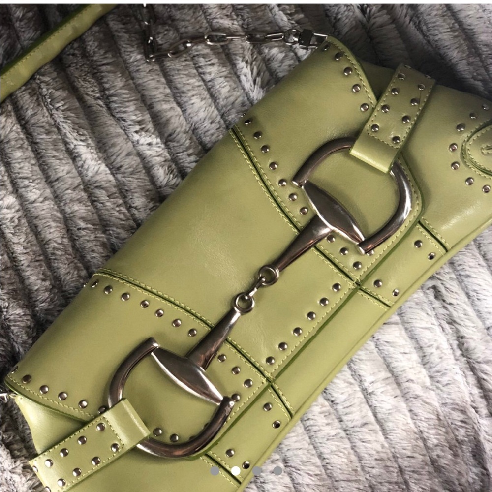 GREEN STUDDED RINA RICH PURSE - Picture 2 of 4